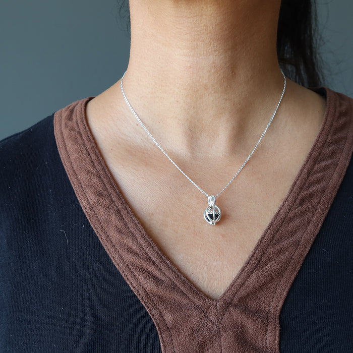 obsidian sterling silver necklace
