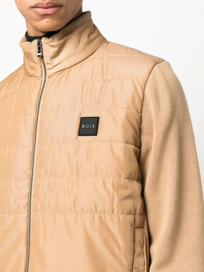 BOSS Logo-patch Padded Bomber Jacket Medium Beige - MAISONDEFASHION.COM