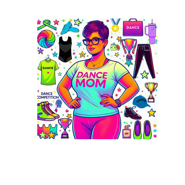 Dance Mom: "You've Got This" - Brunette with Glasses Mom - Short Hair - Boy Dancer - Women's Flowy Racerback Tank - Whippie's