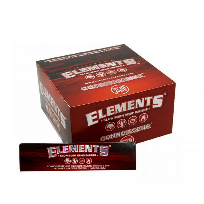 ELEMENTS SLOW BURN CONNOISSEUR KING SIZE SLIM+TIPS 32CT 24PK