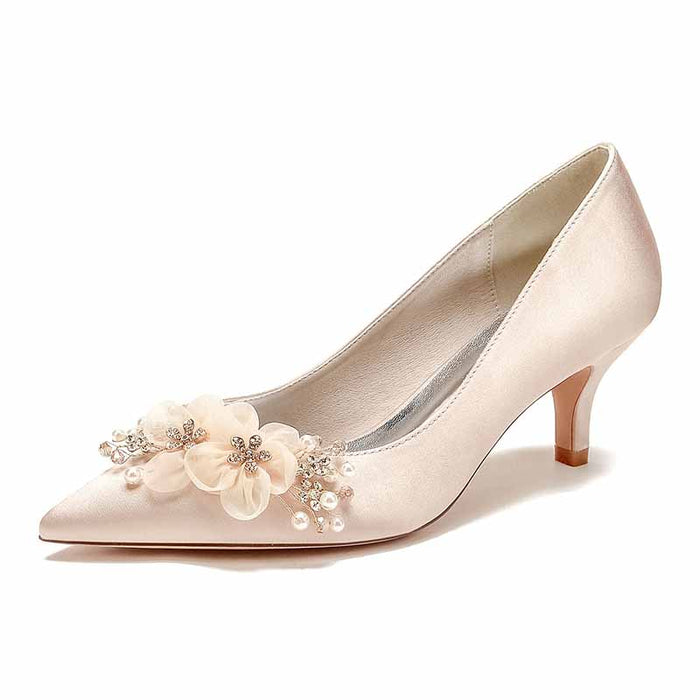 S&DCo. flower embellished wedding shoes for bride with delicate floral details and elegant design