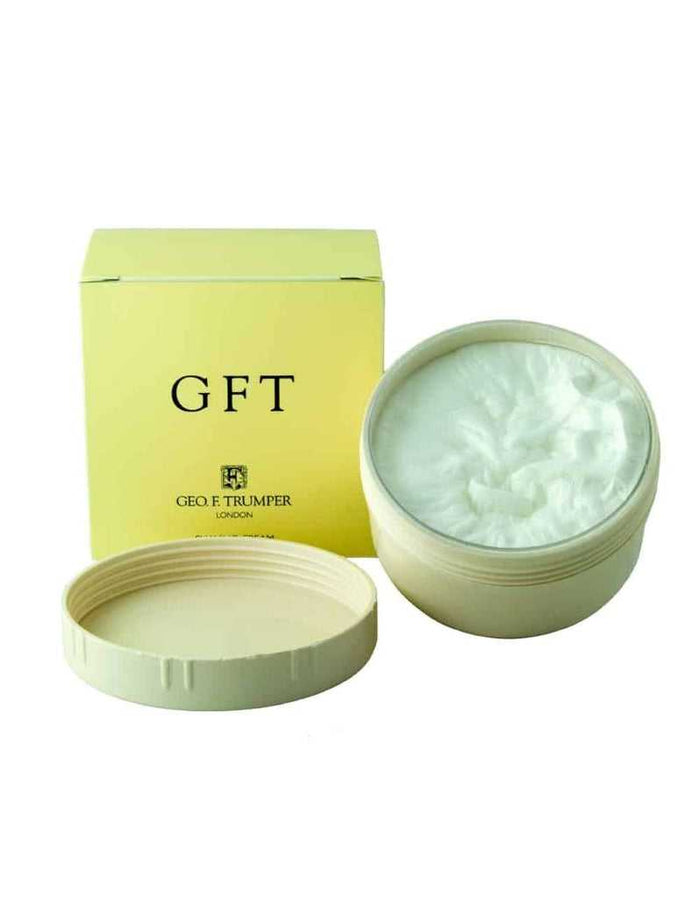 GFT Soft Shaving Cream in round container with yellow box