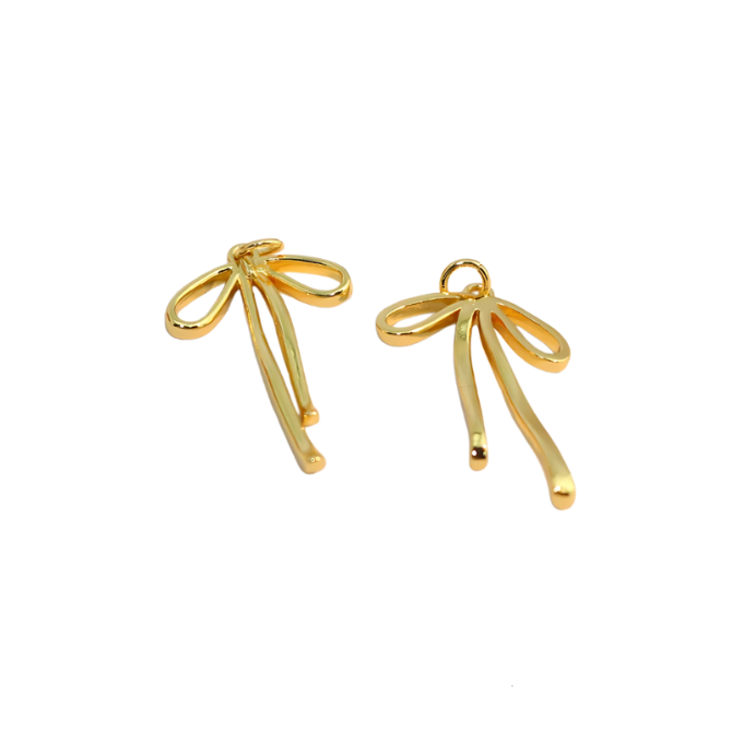 Gold ribbon bow charm for jewelry gift from Magnolias Home Decor