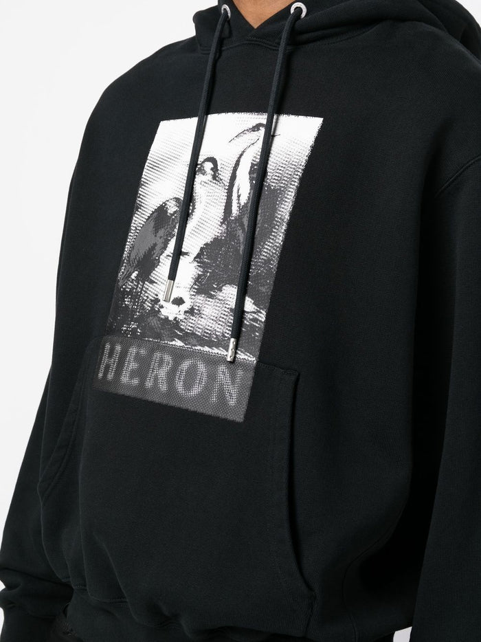 HERON PRESTON Halftone Heron Hoodie Black/Black - MAISONDEFASHION.COM