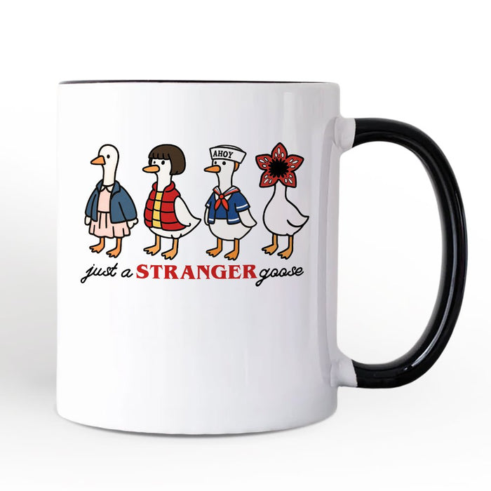 Just a Stranger Goose Personalized Mug, Funny Retro Gift with Custom Name Personalized Ceramic Mug OrnamentallyYou Black Handle Non-Custom