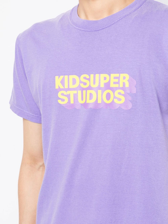 KIDSUPER Logo-Print T-shirt Purple/Yellow - MAISONDEFASHION.COM