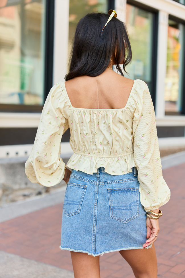 Maisie Yellow Floral Corset Woven Top FINAL SALE