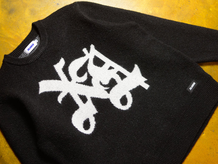 Old English Knit Sweater - Black