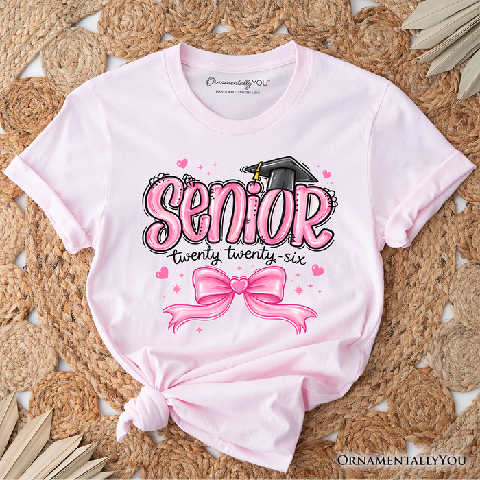 Pink Coquette Senior Class of 2026 T-Shirt, Graduation Tee