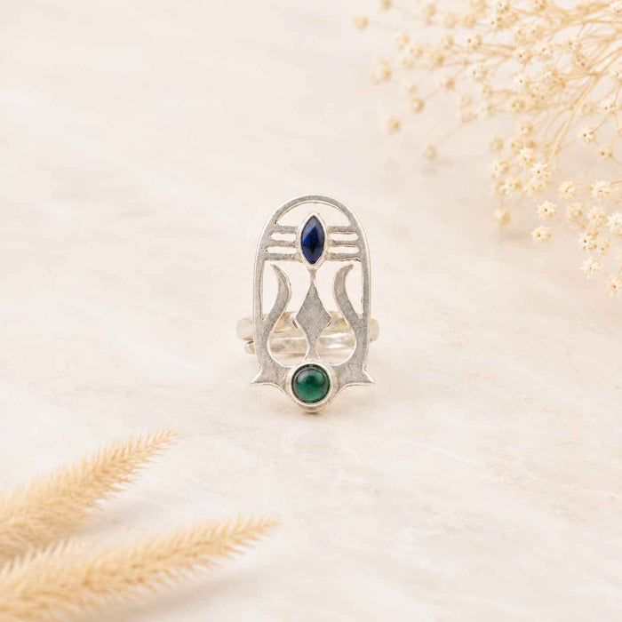 Shivoham Trishul Necklace Earring Ring Set