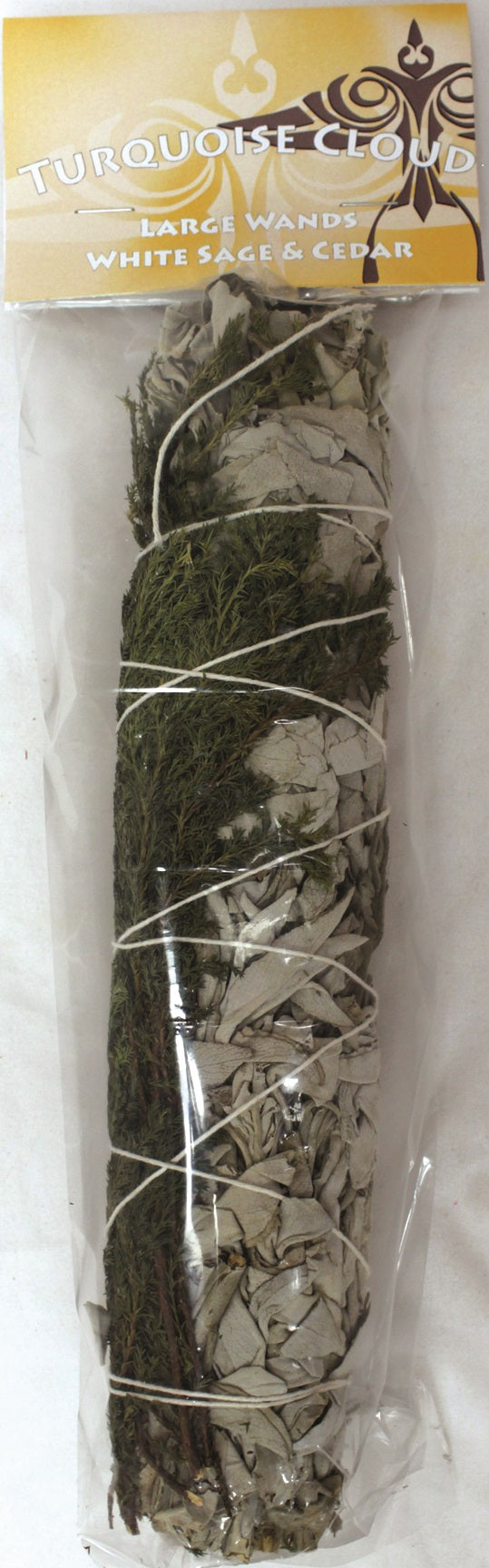 Turquoise Cloud - White Sage + Cedar Wand, Large 9"-10"
