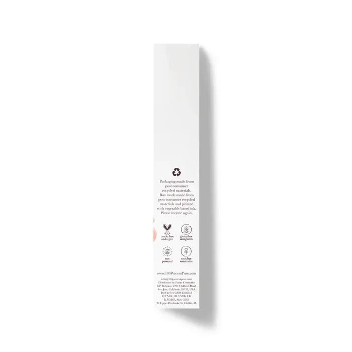 Product packaging with sustainability icons on a white background