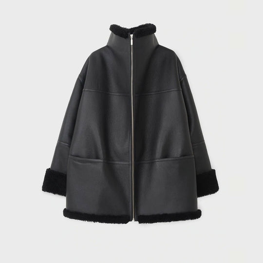Women’s B3 RAF Aviator Black Shearling Sheepskin Leather Jacket