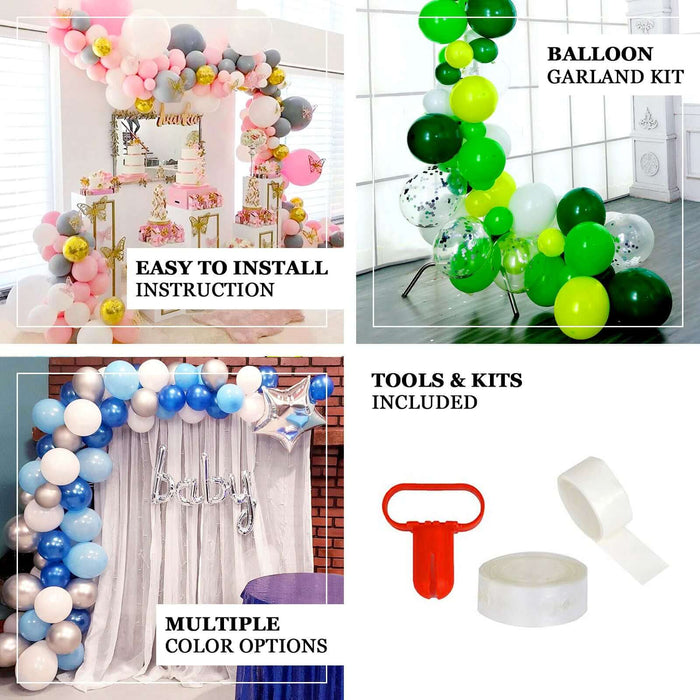 Balloon garland kit with installation tools and multiple color options.