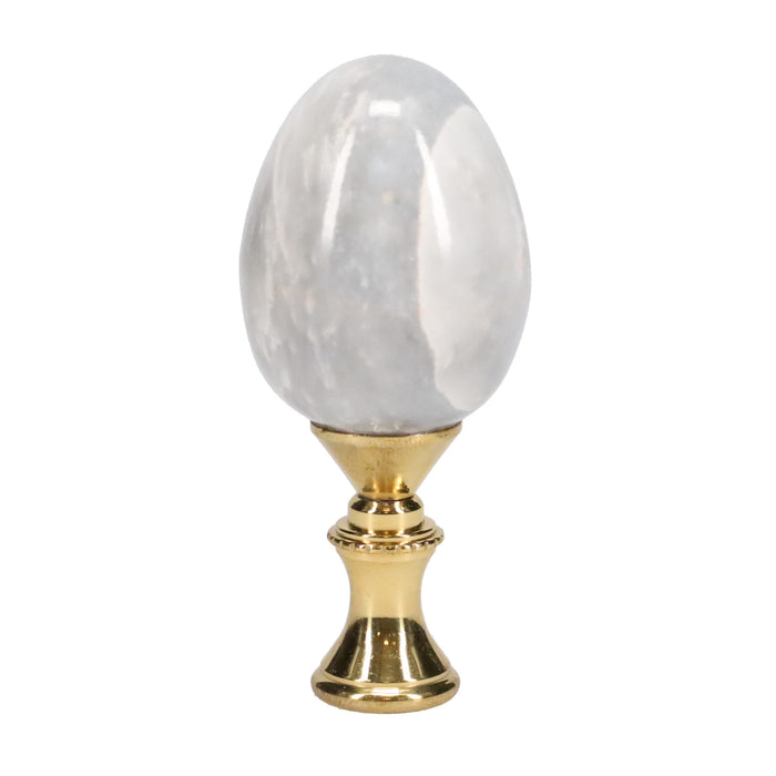 2-11/16" Tall Brass Goblet Style Finial, Marble Egg, 1/4-27F Tap (15225)