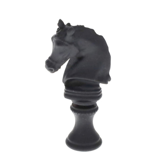 2-1/4" Tall Brass Finial, Chess Knight, Wrought Iron Black, 1/4-27F Tap (15163WR)