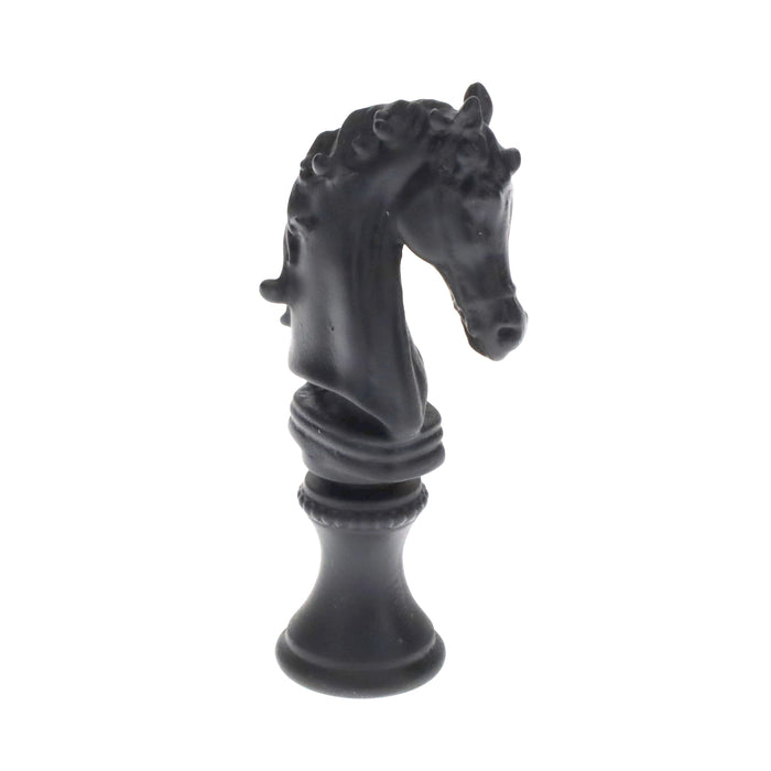 2-1/4" Tall Brass Finial, Chess Knight, Wrought Iron Black, 1/4-27F Tap (15163WR)
