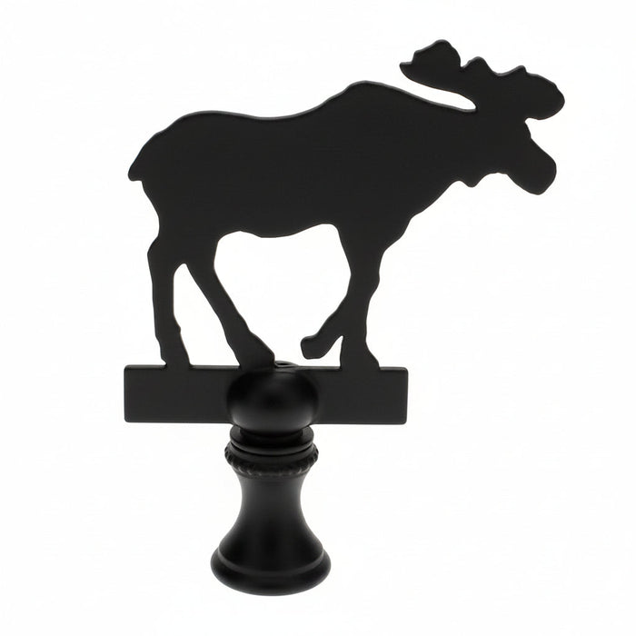 2-7/8" Tall Brass Finial, Black Moose Silhouette, 1/4-27F Tap (15165)