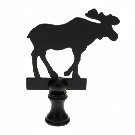 2-7/8" Tall Brass Finial, Black Moose Silhouette, 1/4-27F Tap (15165)