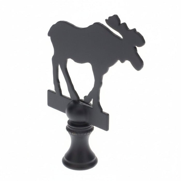 2-7/8" Tall Brass Finial, Black Moose Silhouette, 1/4-27F Tap (15165)