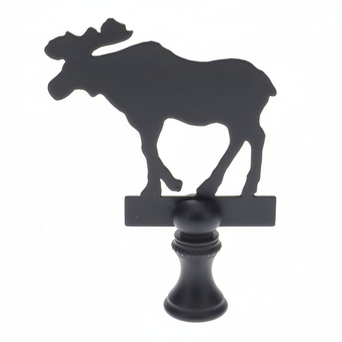 2-7/8" Tall Brass Finial, Black Moose Silhouette, 1/4-27F Tap (15165)