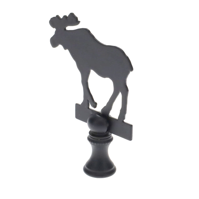 2-7/8" Tall Brass Finial, Black Moose Silhouette, 1/4-27F Tap (15165)