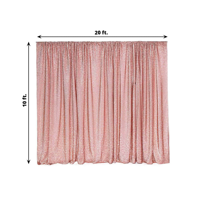 Rose gold sequin curtain, 20 ft wide and 10 ft high.
