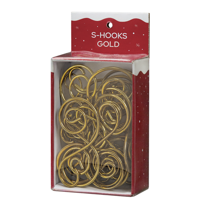 Gold swirl S-hook ornament hangers, 24-pack in red Old World Christmas box