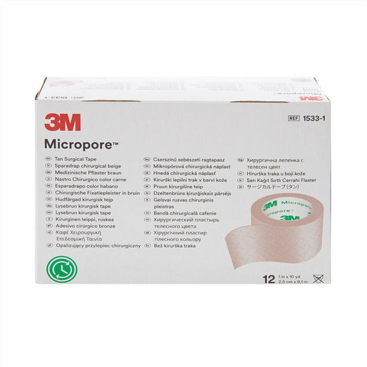 3M Micropore Paper Medical Tape, 1 Inch x 10 Yard, Tan