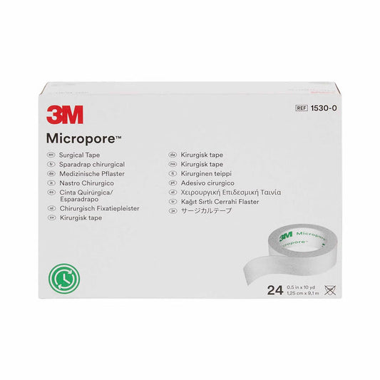 3M Micropore Paper Medical Tape, 1/2 Inch x 10 Yard, White