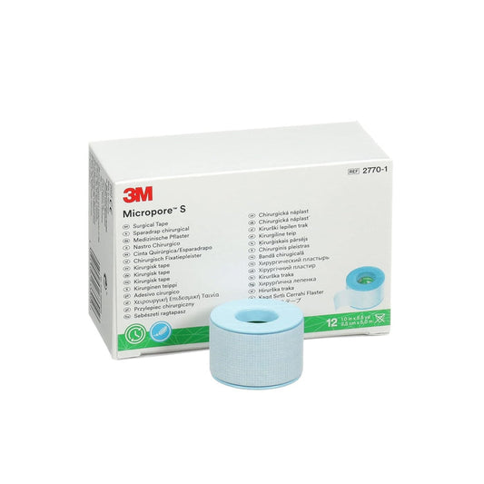 3M Micropore S Silicone Medical Tape, 1 Inch x 5-1/2 Yard, Blue