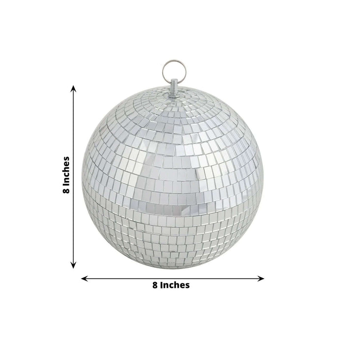 8-inch mirrored disco ball with reflective tiles for decorations