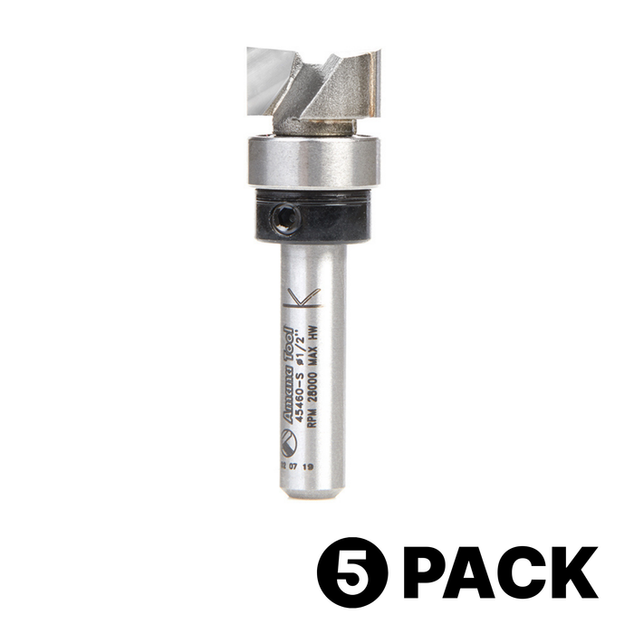 45460-S Amana Tool Carbide Tipped Flush Trim Plunge Bit, 5 Pack