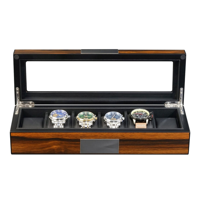 6 Slots Watch Box in Wooden Ebony Watch Boxes Clinks