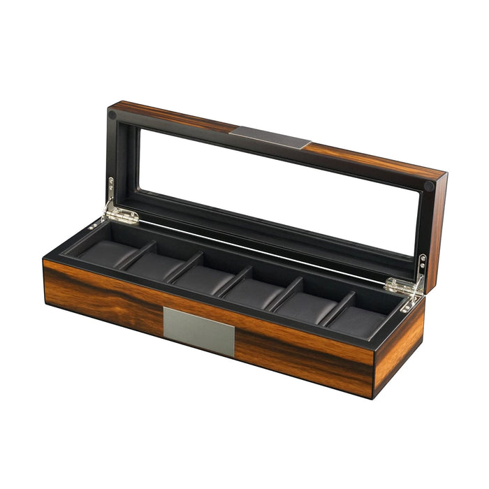 6 Slots Watch Box in Wooden Ebony Watch Boxes Clinks