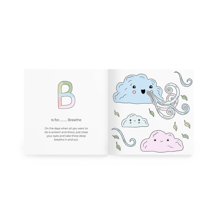 Educational card with cloud illustrations and text on a white background