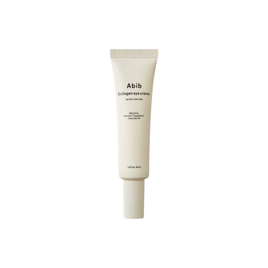 ABIB Collagen Eye Creme Jericho Rose Tube is a deeply nourishing eye cream designed to rejuvenate and strengthen the delicate skin around the eyes. Infused with Collagen Extract and Niacinamide, it enhances skin elasticity and brightens the under-eye area. Rich ingredients like Macadamia Oil, Mango Seed Butter, and Sea Buckthorn Oil provide intensive hydration and antioxidant benefits. Additionally, Bakuchiol and Peptides work to smooth fine lines and wrinkles, promoting a firmer, more youthful