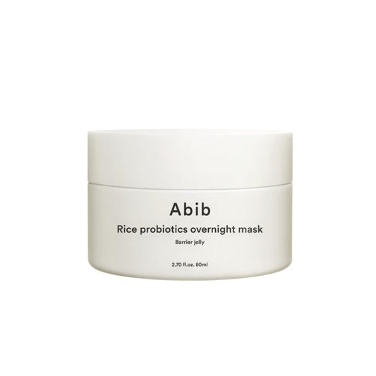 ABIB Rice Probiotics Overnight Mask Barrier Jelly is an overnight treatment that hydrates and strengthens the skin's moisture barrier. Infused with Rice Ferment and Probiotics, this mask nourishes and revitalizes the skin, leaving it soft and refreshed by morning. Key ingredients like Glycerin, Sodium Hyaluronate, and Oryza Sativa (Rice) Bran Extract provide deep hydration and soothing benefits, making it ideal for all skin types. Wake up to a smoother, more radiant complexion with this barrier-