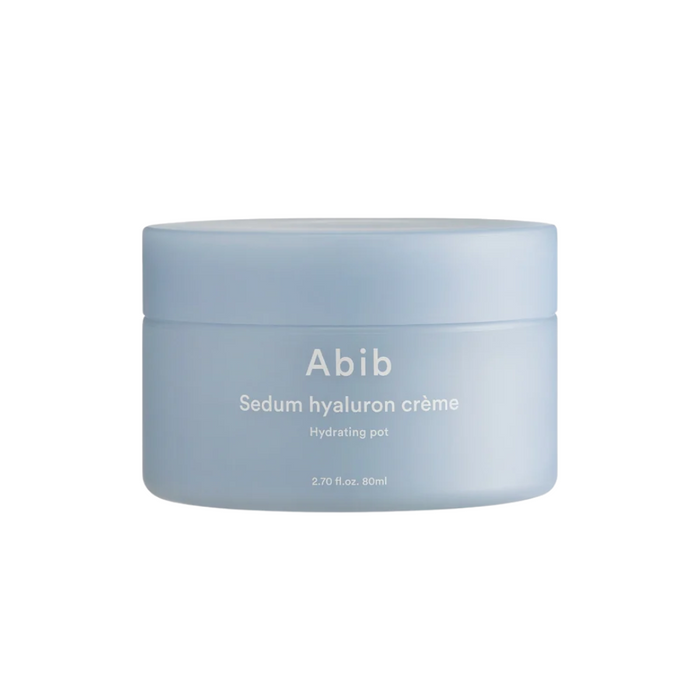 ABIB Sedum Hyaluron Creme Hydrating Pot is an intensely hydrating moisturizer designed to quench thirsty skin. Featuring a rich blend of Hyaluronic Acid in multiple forms, it deeply moisturizes and locks in hydration for lasting suppleness. Ingredients like Sedum Sarmentosum Extract and Centella Asiatica Leaf Extract soothe and repair the skin, enhancing its resilience. Macadamia Oil and Ceramide NP strengthen the skin's barrier, preventing moisture loss. Ideal for daily use, this cream leaves s