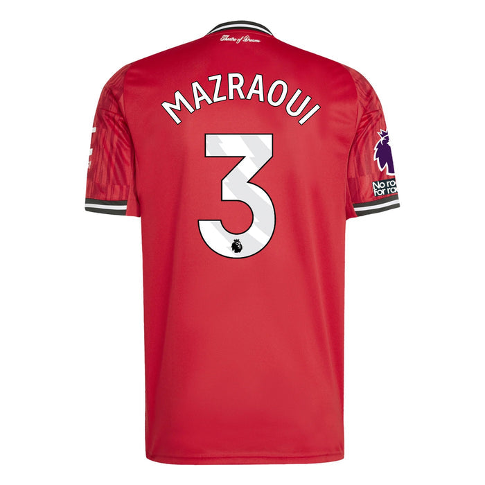 adidas Mazraoui Men's Manchester United Home Jersey 25/26 w/ EPL + NRFR Patches (Red) | SoccerWearhouse