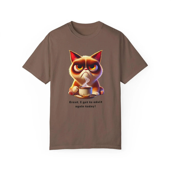 Adulting Again 😾☕ Unisex Garment-Dyed Tee 😹 - Whippie's