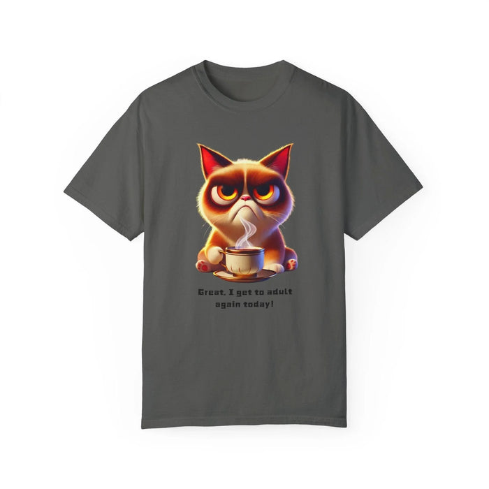 Adulting Again 😾☕ Unisex Garment-Dyed Tee 😹 - Whippie's