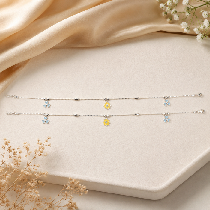 Adya Aqua Yellow Bloom Anklet