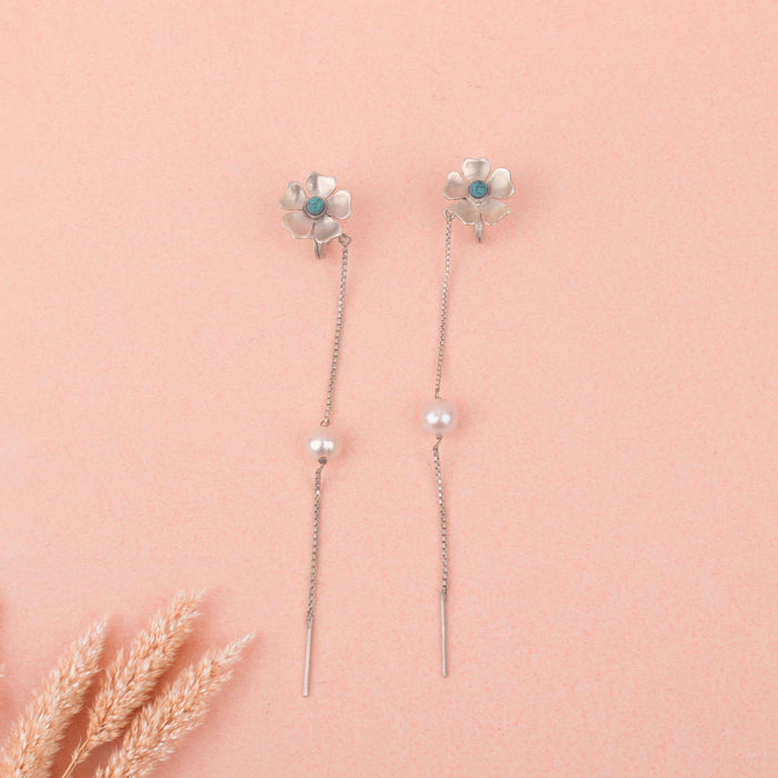 Adya Flora Pearl Chain Drop Earring