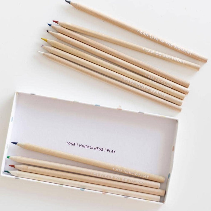 Affirmation Colouring Pencils set featuring positive affirmations, perfect for inspiring children while coloring.