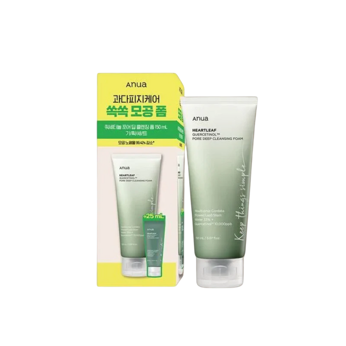 Anua Heart Leaf Quercetinol Pore Deep Cleansing Foam 150Ml + 25Ml Foam