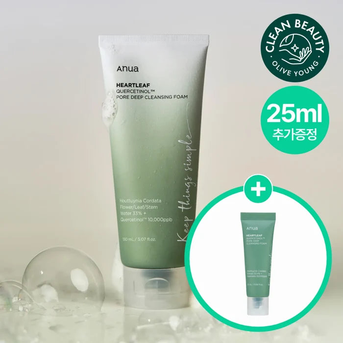 Anua Heart Leaf Quercetinol Pore Deep Cleansing Foam 150Ml + 25Ml Foam