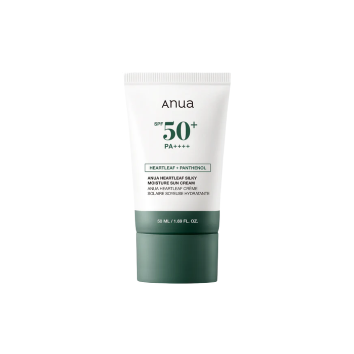 ANUA Heartleaf Silky Moisture Sun Cream is a lightweight and hydrating sunscreen designed to protect and care for your skin. Enriched with Heartleaf Extract, Niacinamide, and Panthenol, it soothes and nourishes while providing long-lasting moisture. With added Ceramide-supporting ingredients and antioxidants, it helps maintain a healthy skin barrier while protecting against UV damage. Perfect for daily use to keep your skin calm, protected, and radiant. Ideal for sensitive, combination, and oily