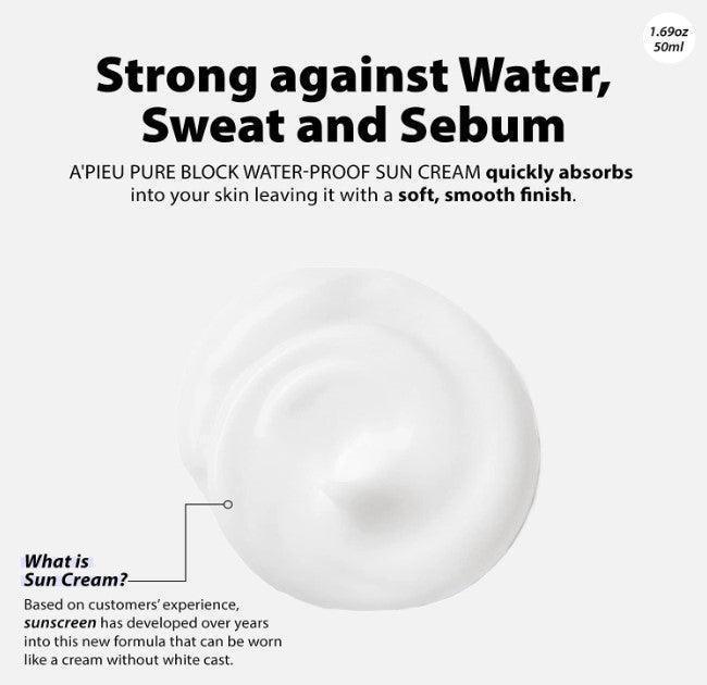 [Apieu] Pure Block Natural Waterproof Sun Cream SPF 50+ PA+++ 50ml Apieu