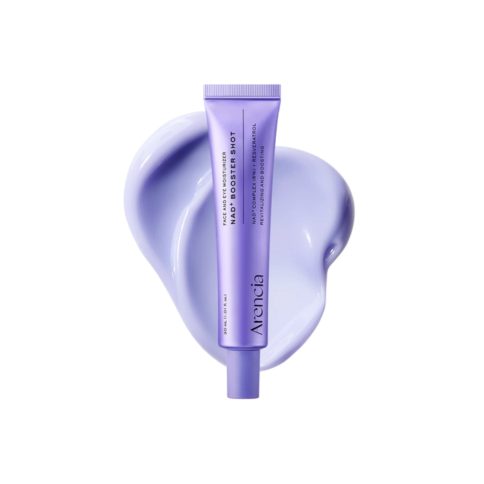 ARENCIA NAD+ Booster Shot is a lightweight anti-aging treatment designed to revive dull, tired-looking skin and improve firmness, hydration and elasticity. Formulated with a 5% NAD+ Complex, Ceramides, Peptides and Resveratrol, it helps support the skin barrier, protect against environmental stress and promote a smoother, plumper and more youthful-looking complexion. Niacinamide, Squalane and Panthenol provide additional hydration and barrier support without leaving the skin feeling heavy or gre